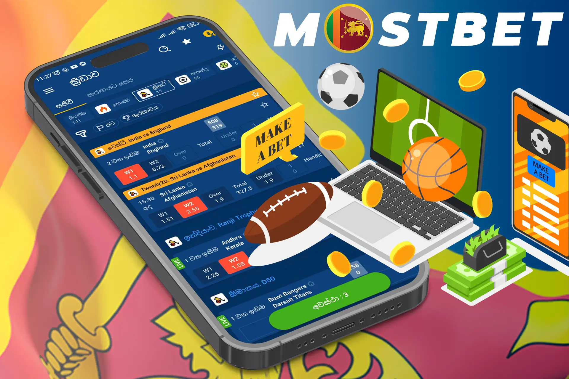 Various sports betting options at Mostbet Sri Lanka